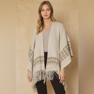Entro Fringe Open Front Poncho